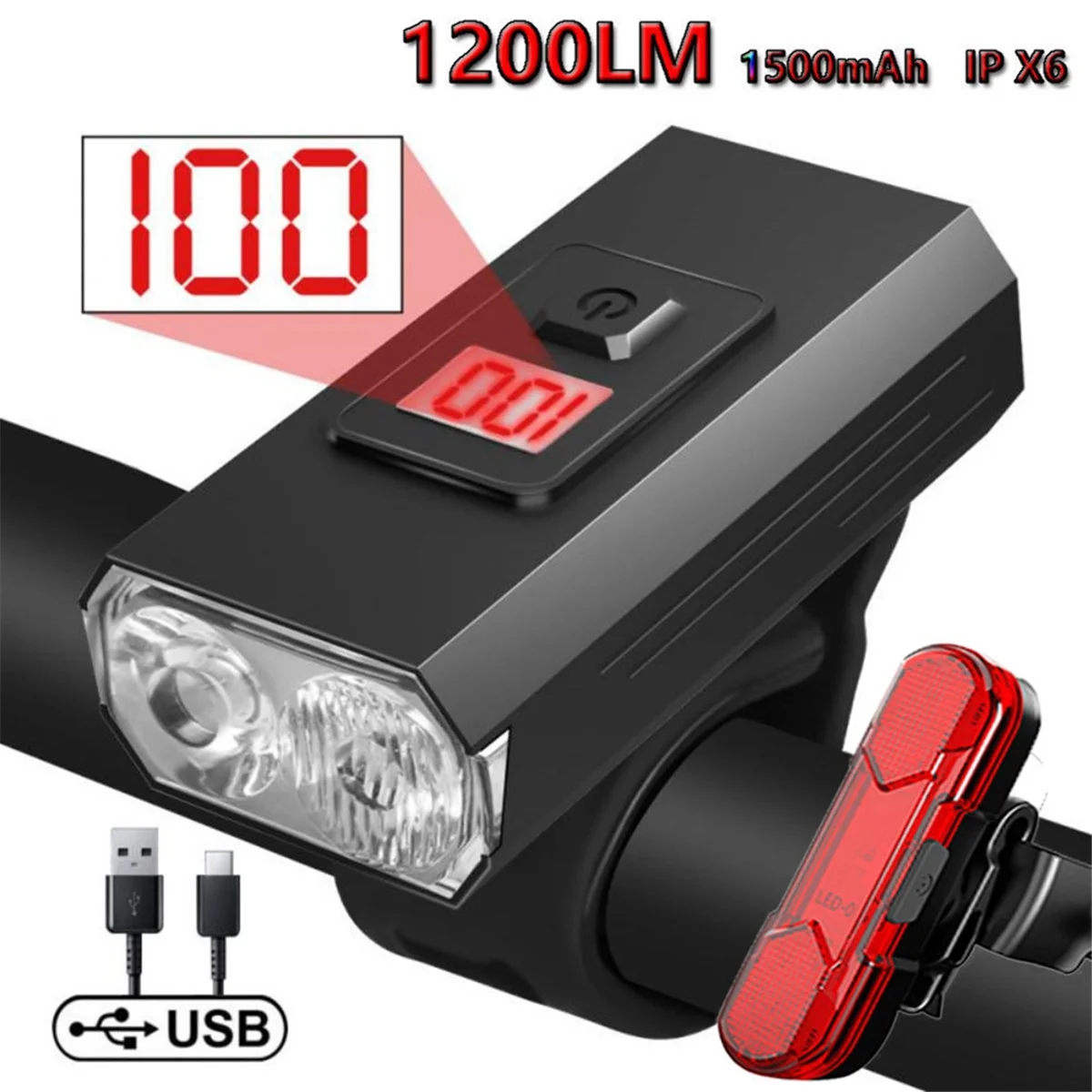Фонарь велосипедный 1200 лм USB