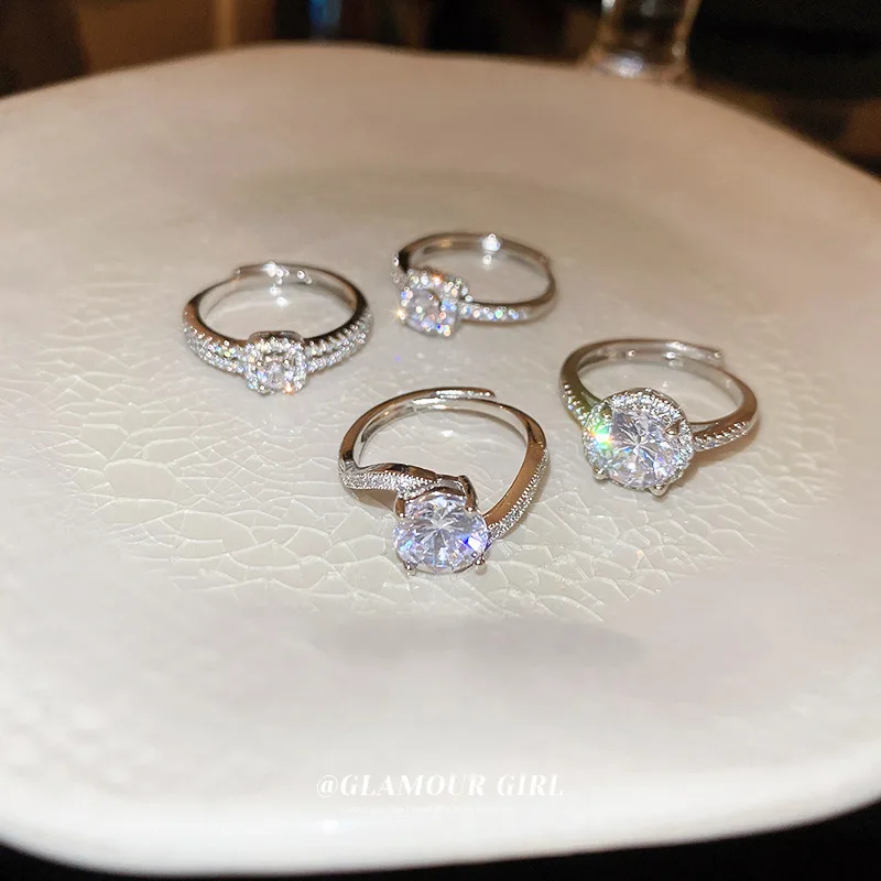 

KAITIN Korean Zircon Geometric Ring for Women Fashion Advanced Light Luxury Exquisite Women Ring 2023 Girl Customized Jewelry