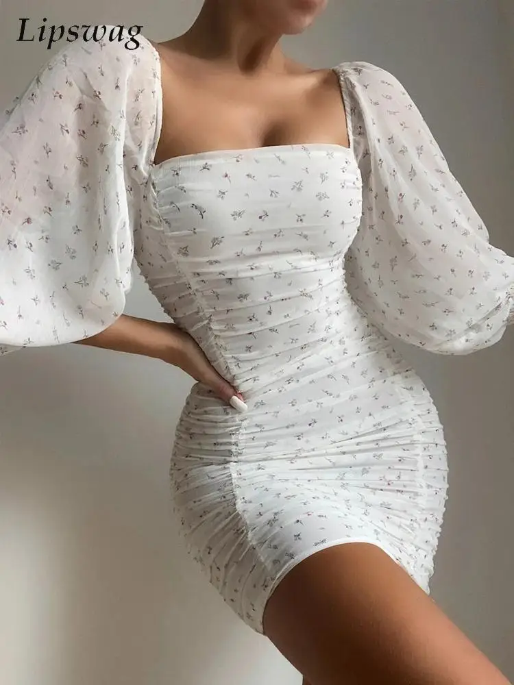 

Женское тонкое шифоновое платье с рукавами-фонариками, элегантное облегающее платье с вырезом лодочкой, летнее модное вечернее платье с др...