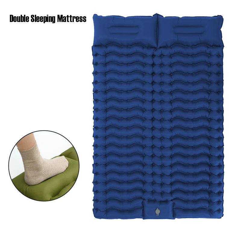 

Double Sleeping Pad for Camping Self-Inflating Mat Sleeping Mattress with Pillow for Hiking Outdoor 2 Persons Travel Bed Air Mat