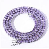 hip hop tennis chain 4mm copper inlaid purple zircon 1 row necklace fashion trendy men and women couples hip hop jewelry gifts