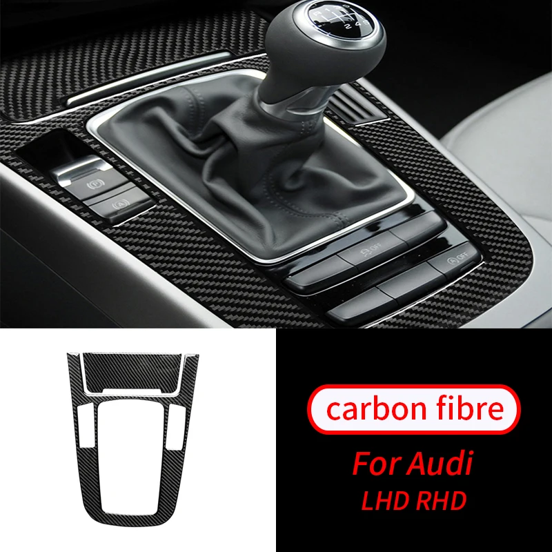 Panel de Cambio de marchas de fibra de carbono para coche, embellecedor decorativo, accesorios interiores, para Audi A4, B8, A5, Q5, 2009-2017