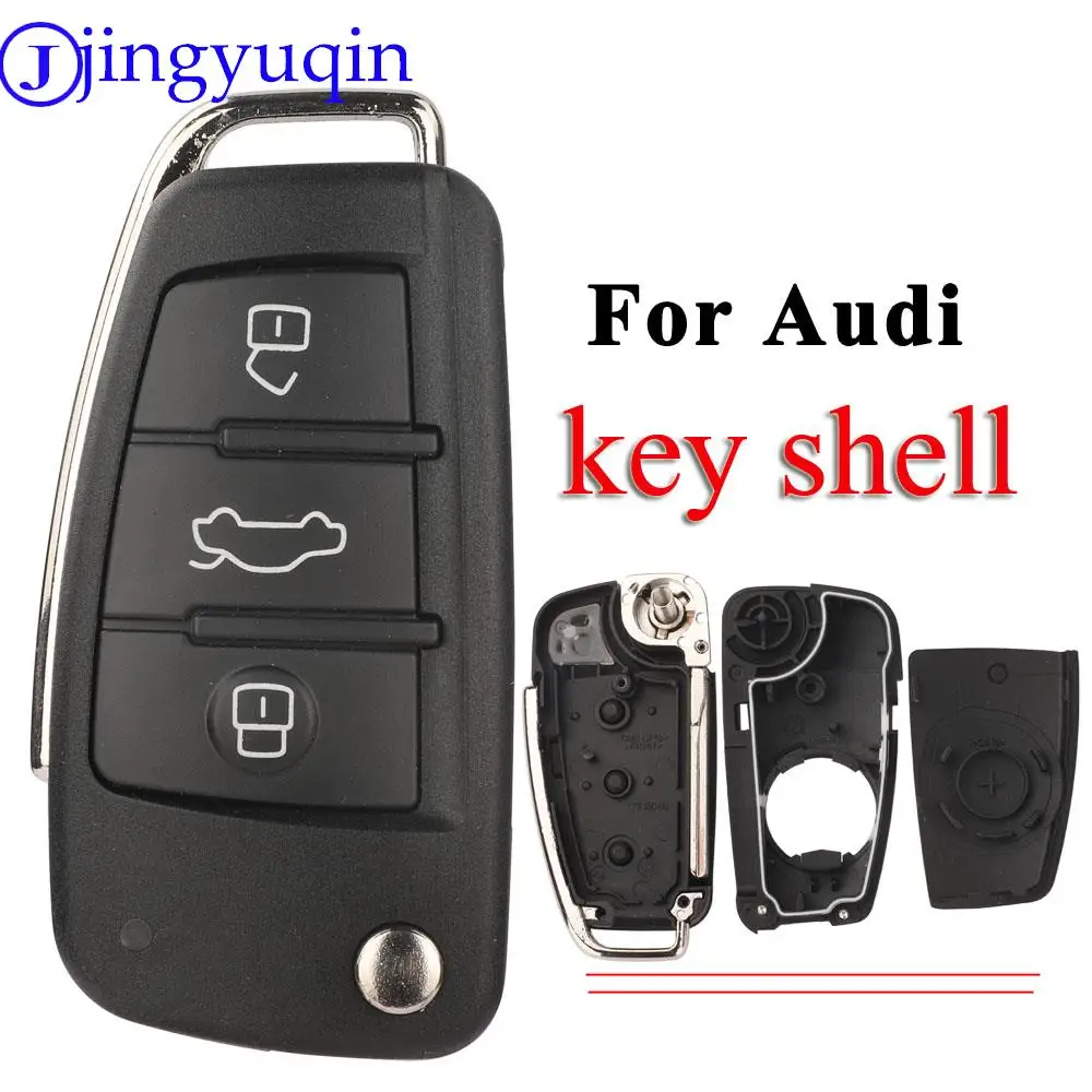 

jingyuqin NEW Remote Car Key Shell For Audi A3 S3 Q3 A6 Q7 S6 Megamos Smart Auto Key Case Replacement Body Housing