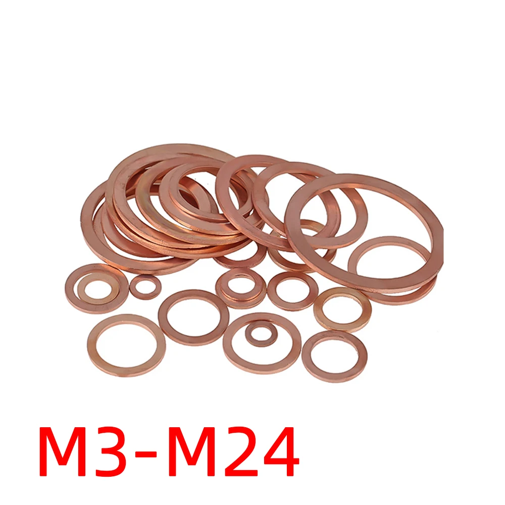

M4 M5 M6 M8 M10 M12 M14 M16 M18 M20 M22 M24 Solid Copper Washer Shim Flat Ring Gasket Rings Seal Plain Spacer Washers Fastener