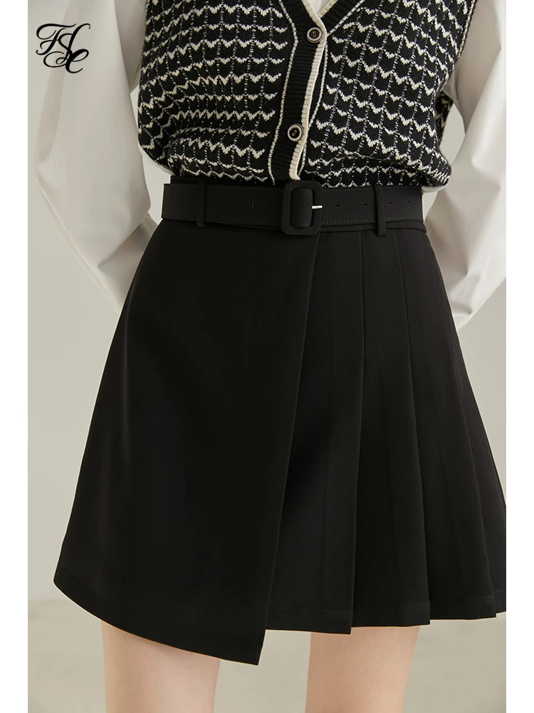 

FSLE Black Irregular Pleated Skirt women 2022 Spring Autumn Sweet Cool High Waist Short Women Skirt Office Lady Women юбка