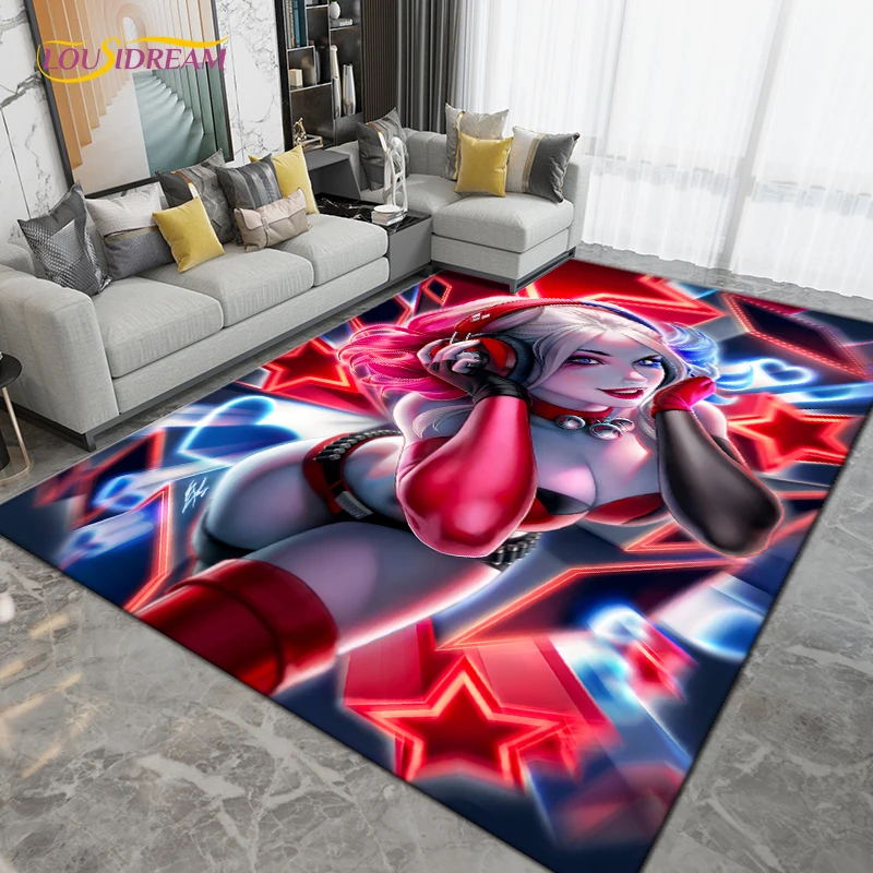 

Cartoon Harley-Quinn Area Rug Large,Clown Girl Carpet Rug for Living Room Bedroom Decoration,Kitchen Bathroom Non-slip Floor Mat