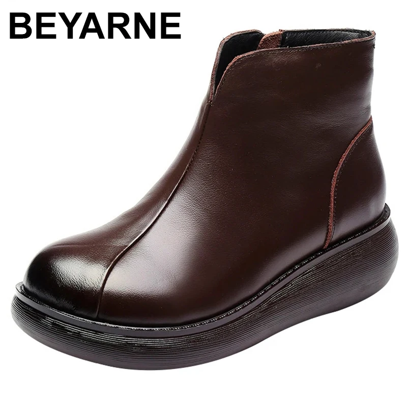 

Зимние ботинки с мехом внутри, теплая обувь, женская обувь из натуральной кожи, Нескользящие ботильоны, зимние женские ботинки на платформе