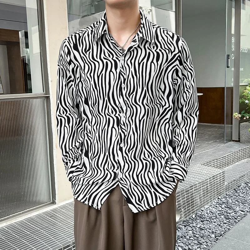 Autumn Striped Shirt Men Slim Fashion Social Mens Dress Shirts Korean Casual Long Sleeve Shirts Mens Formal Shirts M-3XL