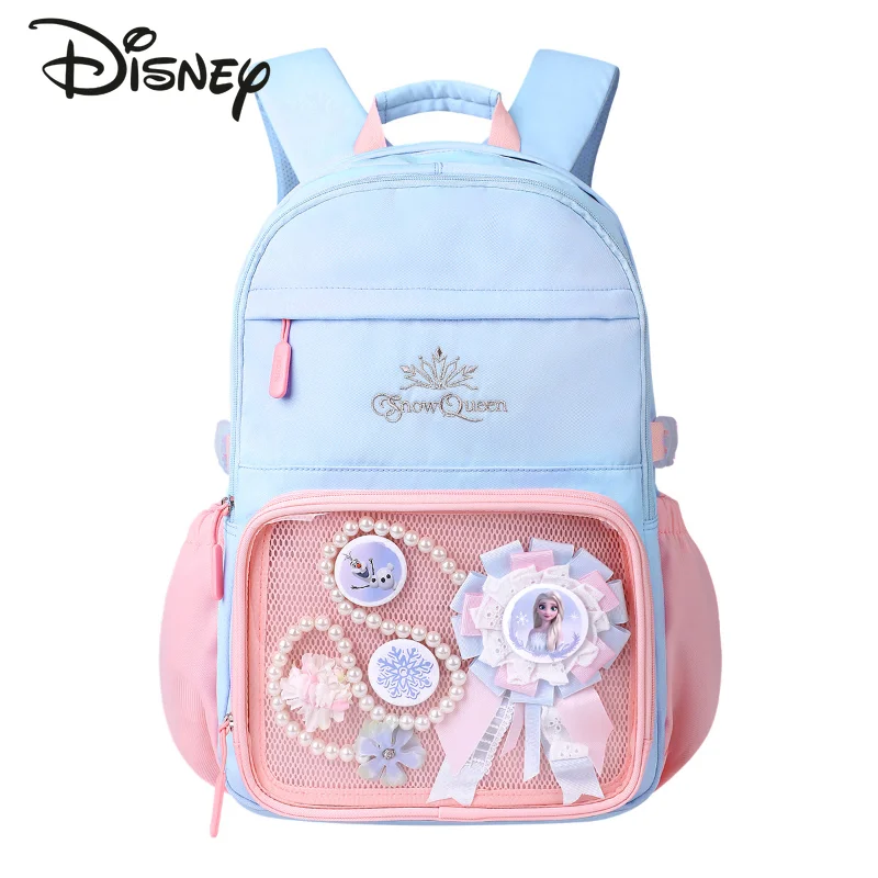 Disney New Girls' Backpack Fashionable High Quality Student Backpack Cartoon Multi Functional High Capacity Girls' Backpack