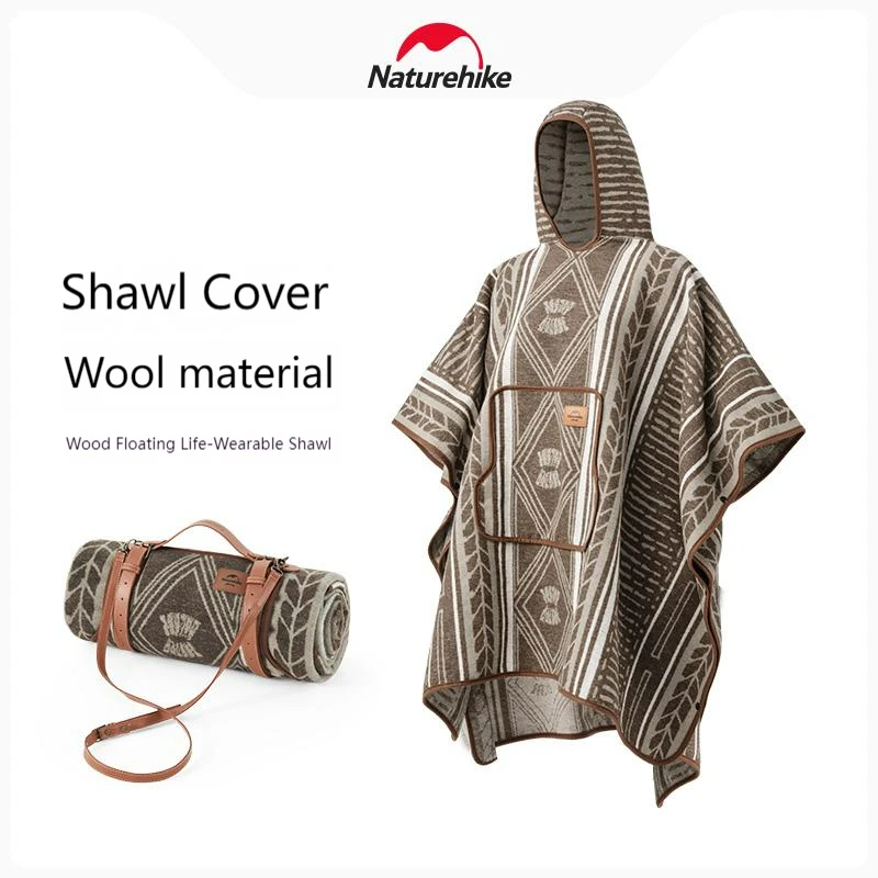 

Naturehike-Portable Wool Cloak, Outdoor Camping Shawl, Multi-Functional Warm Blanket, Quilt Cover, Wearable