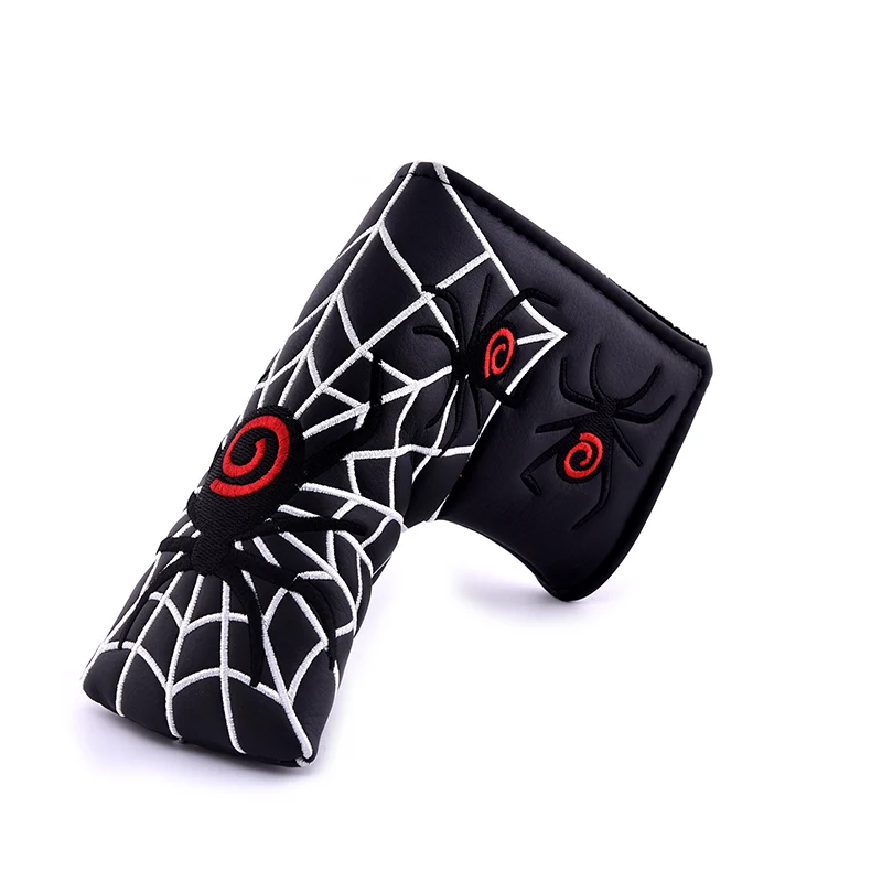 Golf Putter Headcover Spider Embroidery Blade Putt Cover Whi