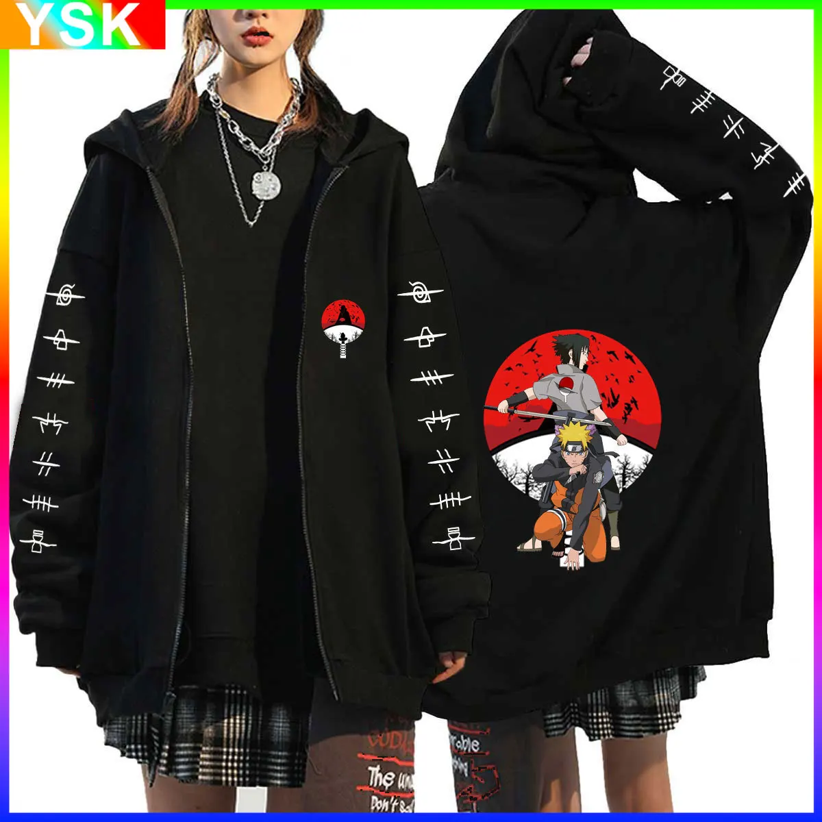 

Teen Student Cardigan Top Coat Naruto Naruto Surrounding Men and Women Loose Casual Zipper Sweater Hoodie