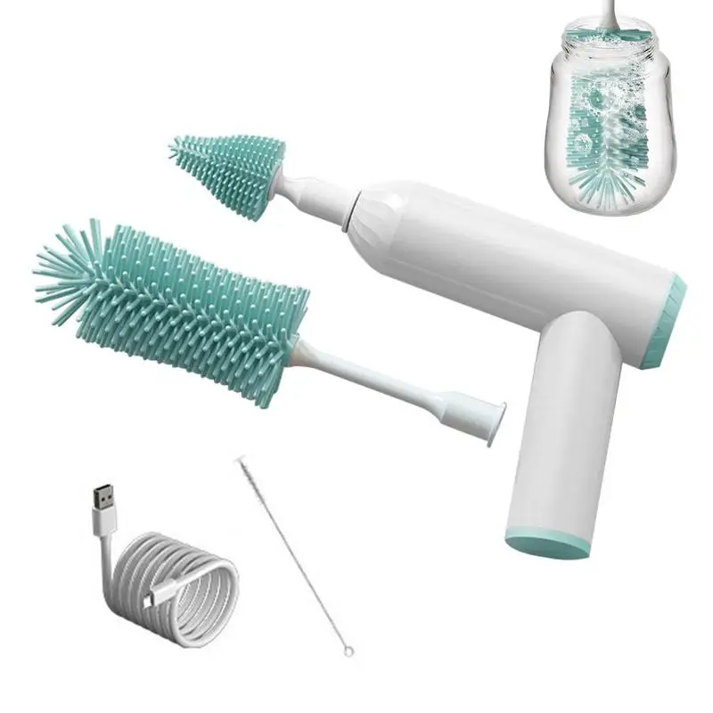 

Электрическая щетка для детской бутылки, щетка для детской бутылки, щетка для сосков, щетка для очистки соломы, щетка с USB-зарядкой для бутылок для воды и кормления