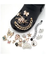 1 pcs fashion shoes charms designer croc charms bling rhinestone girl gift glow clog decaration metal love butterfly accessories