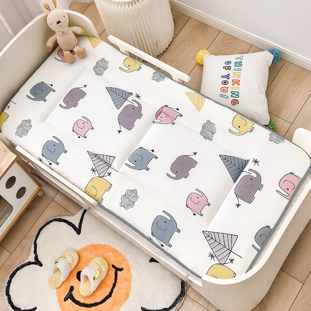 Baby Bed Mattress Pad 65x120CM 4CM Thick Crib Bedding Set Breathable Boys Girls Cartoon Cot Mattress Cover Warm Bedding Sheet