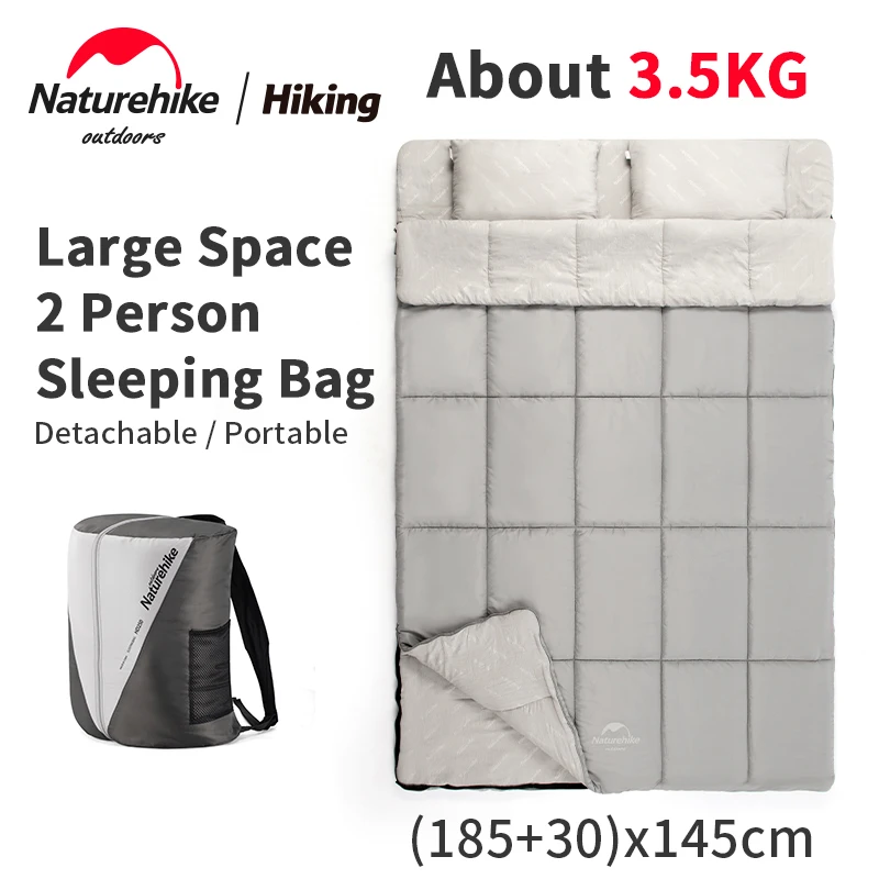 

Naturehike кемпинг 2 человек конверт спальный мешок хлопок наполнитель Открытый Осень Зима разделяемые 5 ~ 15 ℃ портативный дать подушку