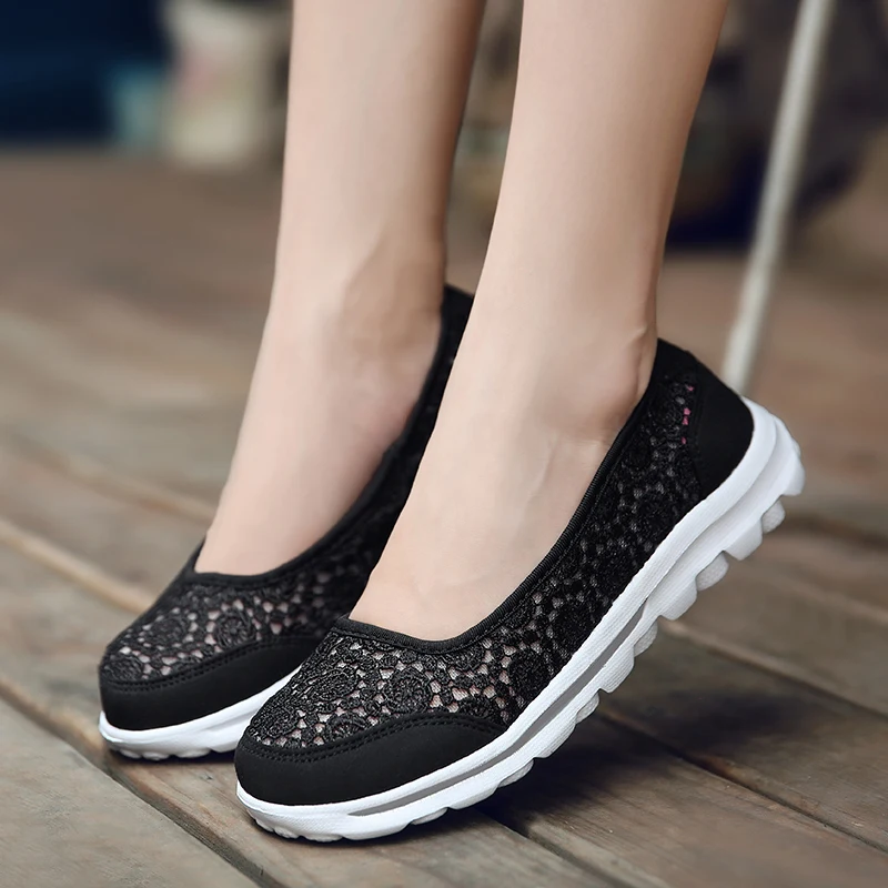 

Spring Summer Mesh Breathable Loafers Women's Sport Shoes Running Sneakers For Girls Lace Lightweight Flats Boat Shoe