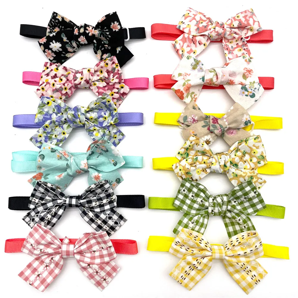 

50/100pcs Small Dog Flowers Design Bow Ties Dog Accessories Puppy Dog Cat Necktie Adjustable Dog Collar Pet Supplies Bow Ties