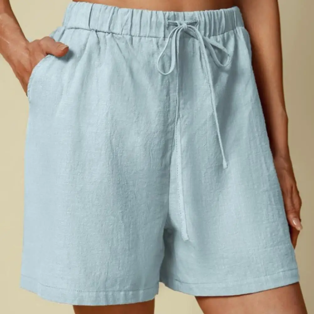 

Soft Fabric All Match Solid Color Drawstring Loose Shorts Female Clothing