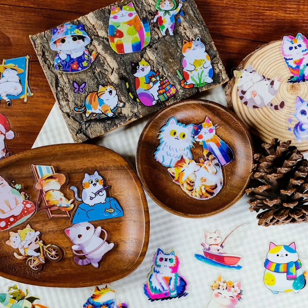 

Прозрачные наклейки с котиками