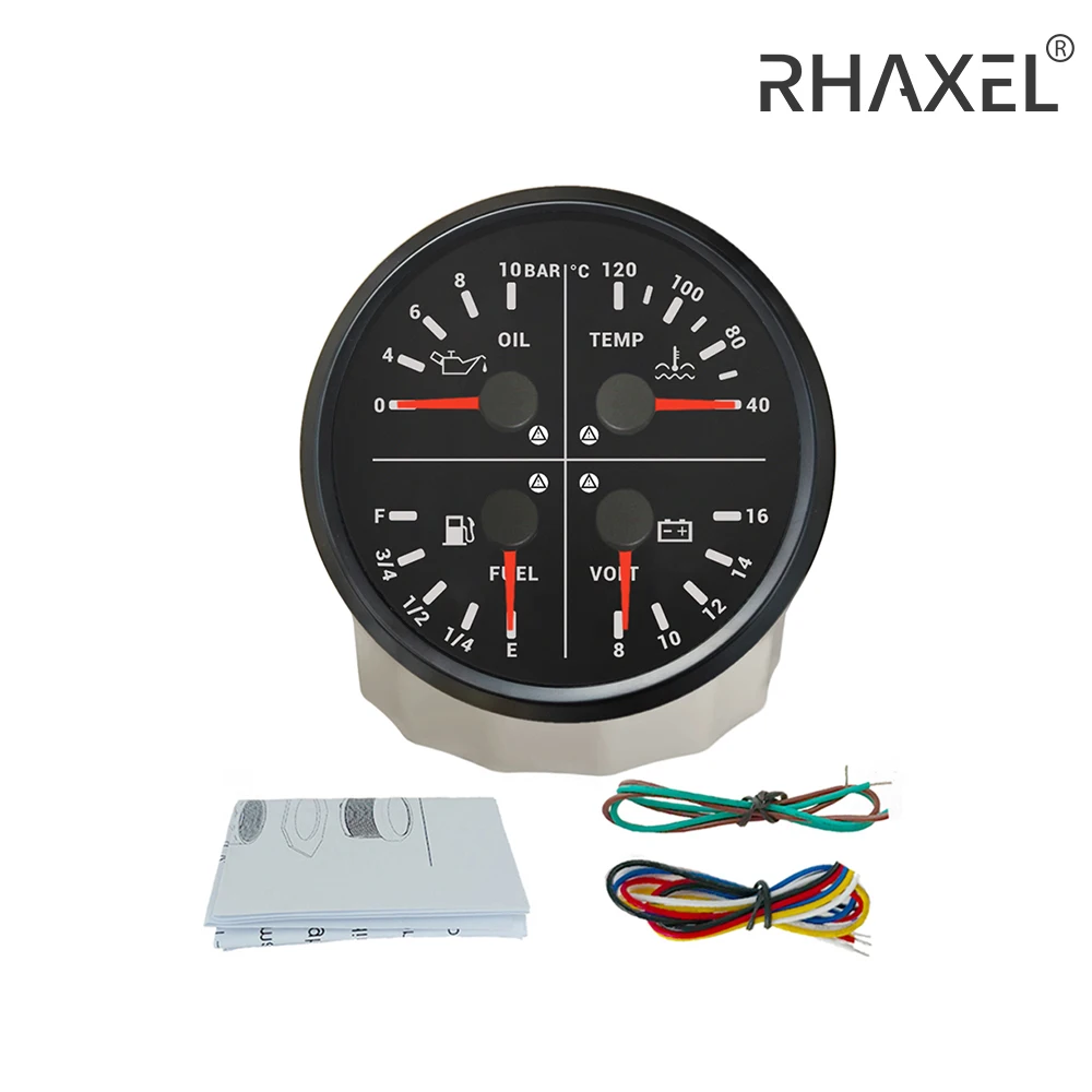 RHAXEL 110 мм 4 в 1 Многофункциональный манометр давления масла 0-10 бар Температура
