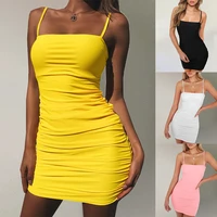 sexy sleeveless party tight mini suspender dress women 2022 summer new casual black yellow pink backless club short dresses