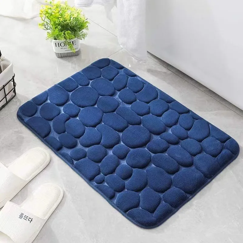 

Bathroom Mat Cobblestone Embossed Coral Fleece Bath Non-slip Carpet In Bathtub Floor Rug Shower Room Doormat Memory Foam Pad