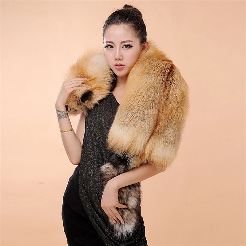 New Women's Fur Scarf Winter Natural Fox Fur Warm Scarf Charm Banquet Shawl Luxury Real Fur Premium Soft Thickened Warm Shawl