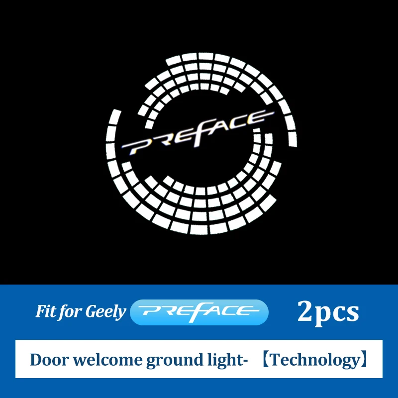 

LINNUNU 2 шт. светодиодные приветственные огни для дверей автомобиля, подходящие для Geely Preface, открывающийся светильник, освещающий предупреждение о земле, лампа с логотипом проектора