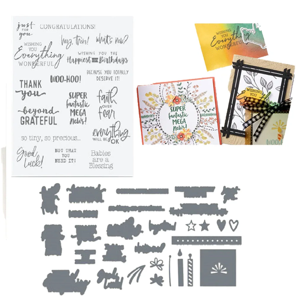 

New Thanks Letter Metal Cutting Dies And Clear Stamps Diy Scrapbooking Card Making Photo Decoration Template Craft Supplies