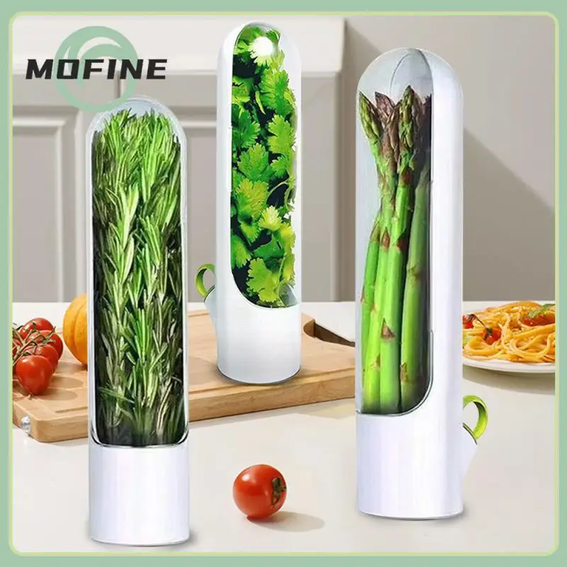 

Kitchen Gadgets Keeping Green Storage Box Transparent Bottle Round Hole Handle Vanilla Storage Boxes White Household Accessories