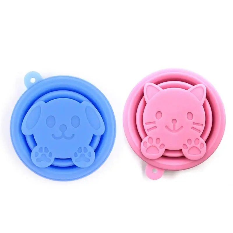 

2 Color Optional Portable Cartoon Animals Pattern Fold Silicone Water Cup Retractable Travel Cup Outdoor Camping Drinkware