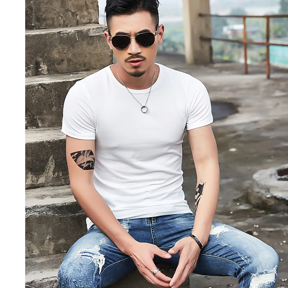 

Футболка мужская однотонная с круглым вырезом, Повседневная Базовая тенниска, Классическая майка, лето 2022