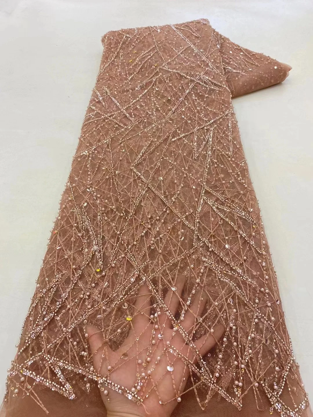 Рисунок 6 - 5 ярдов, Роскошная 3D Цветочная бисерная ткань