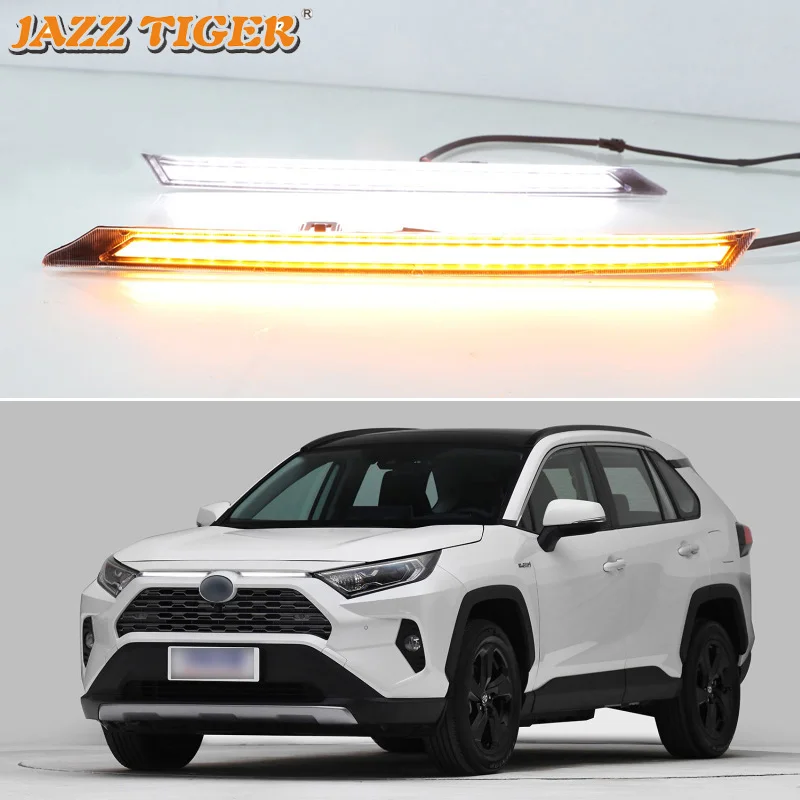 

Car LED DRL Daylamps For Toyota RAV4 2019 2020 Yellow Turn Signal Daytime Running Light Automobile Cover Decoration Light