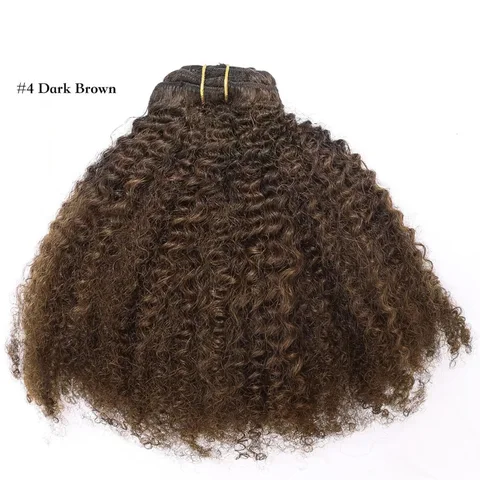 Шоколадно-коричневые афро-кудрявые вьющиеся волосы на заколке Maxine Ombre Color Kinky Curly Clip Ins Пучки Наращивание человеческих волос