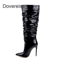 dovereiss winter woman knee high boots new fashion sexy new stilettos heels pointed toe stilettos heels big size 41 42 43