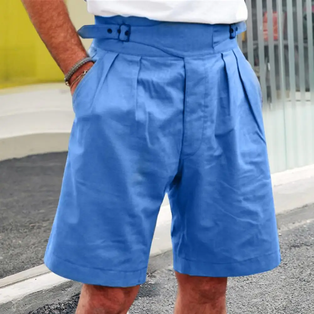 

Men Shorts Solid Color Adjustable Pockets Loose Knee Length Casual Joggers Shorts Fitness GymBreathable Sweatpants Streetwear