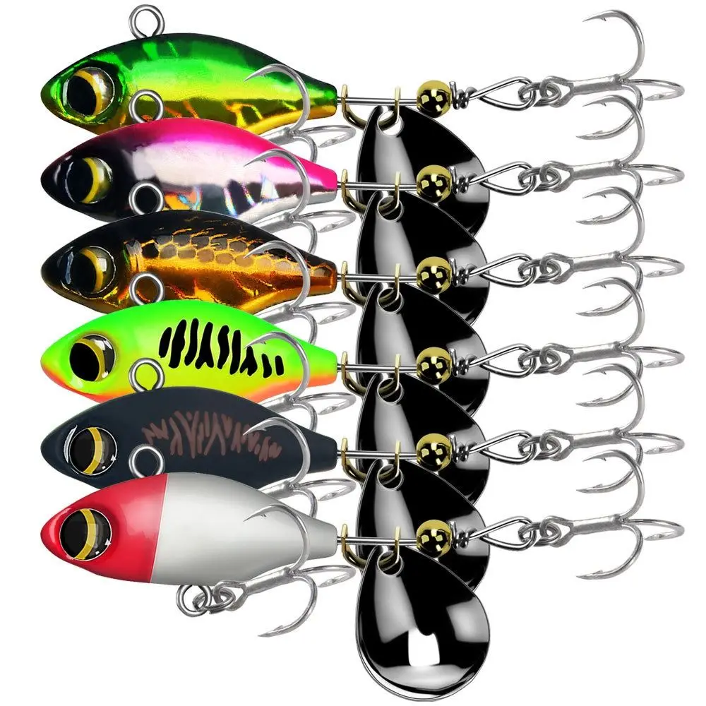 

2pcs Wobblers Crankbaits Metal Fishing Bait Hot Treble Hook Sequin VIB Lure 7g 14g Vibration Spoon Fishing Lure fishing