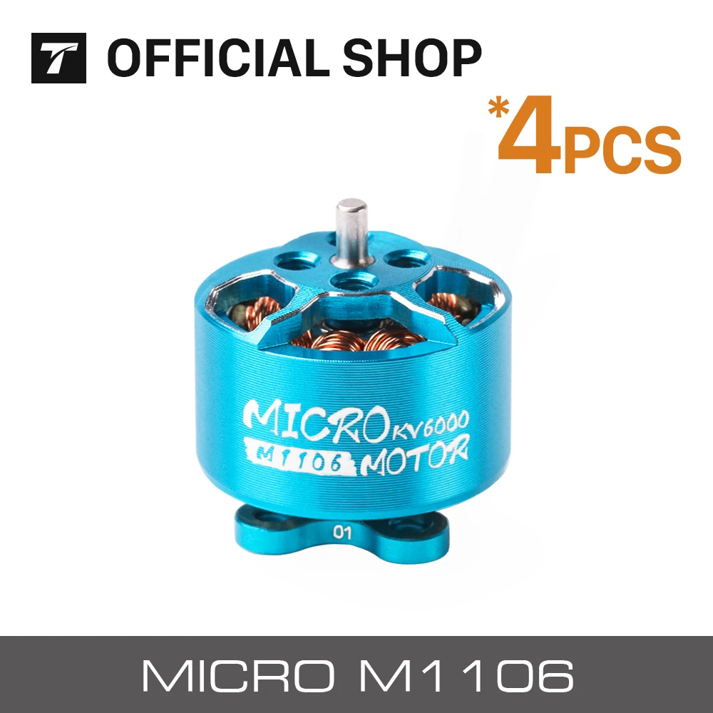 

4 шт. T-motor MICRO M1106 KV6000 6000KV бесщеточный мотор с внешним ротором свободный стиль для FPV RC 90 мм 110 мм Дрон