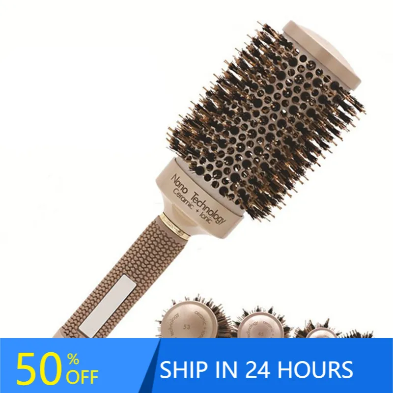 

4 Sizes Professional Salon Styling Tools Round Hair Comb Hairdressing Curling Hair Brushes Comb Ceramic Iron Barrel Comb 20#826
