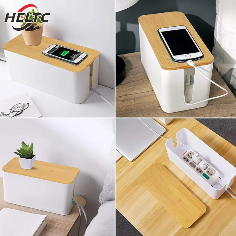 Ящик для хранения кабелей чехол удлинителя деревянный органайзер проводов