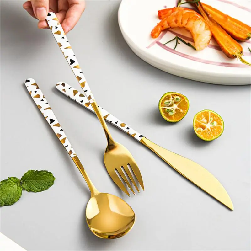 

Korea 304 Stainless Steel Spoon Creative Long Handle Household Knife And Fork Spoon Small Spoon Household Kitchen Tableware