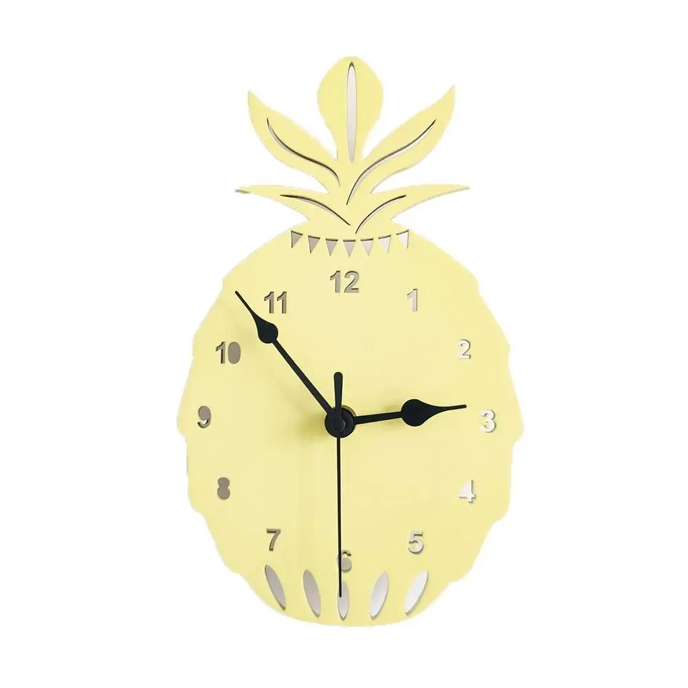 

Creative Nordic style hollow design pineapple clock wooden mute wall clock wall hanging decoration bedroom home children's room