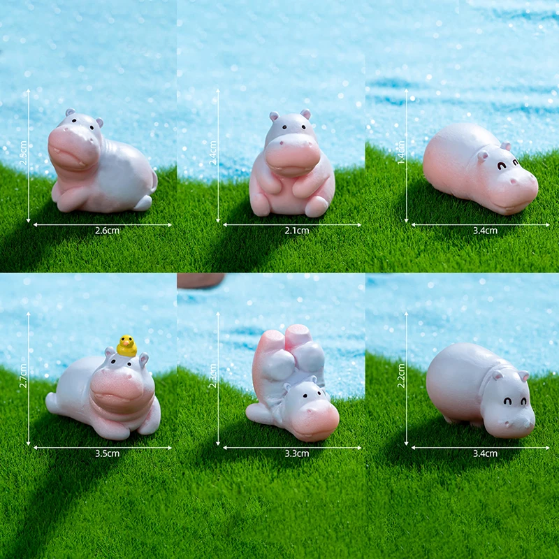 6 шт. мини-маленькая фигурка бегемота модель куклы мох микропейзаж домашний декор