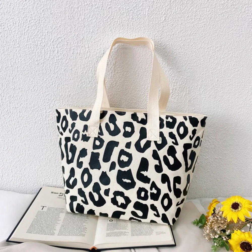 

Leopard Canvas Tote Bags Women Luxury Designer Fashion Versatile Handbags Ladies Casual Vintage Large Capacity Shoulder Bag