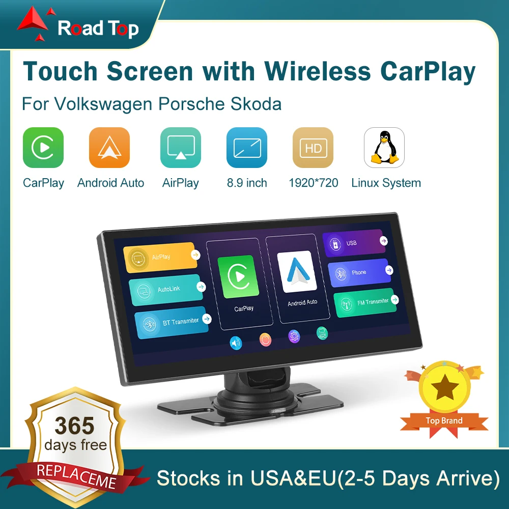 

Road Top 8.9'' Touch Screen of Linux system Wireless Apple CarPlay Android Auto AirPlay Navigation for Volkswagen Porsche Skoda