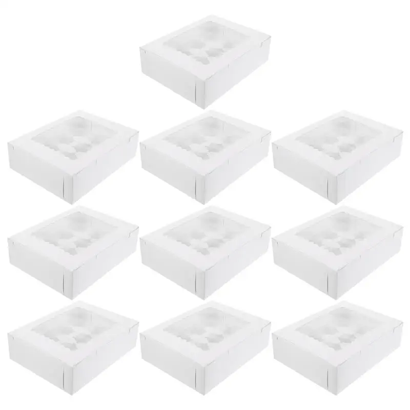 

10Pcs Muffin Cake Packing Boxes Cupcake Packing Box Egg Tart Paper Box Cupcake Carriers