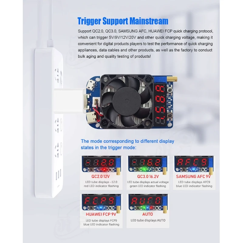 

Electronic USB Load Discharge Battery Test HD25/HD35 Fast Charge Load Voltage 367D