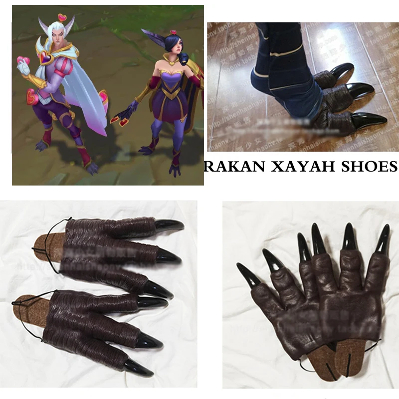 

LOL Cosplay Rakan and Xayah Shoes Cosplay Costume Accessories Feather Daggers Wig for Women Men Props